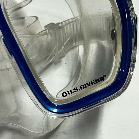U.S Divers Tempered Glass Adjustable Scuba Goggles Blue & Clear Like New - Picture 3 of 10